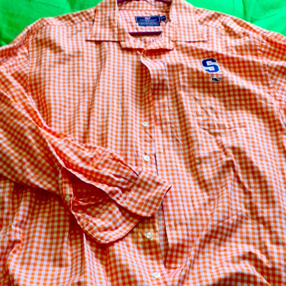 Vineyard Vines used Mens checkered long sleeved polo.  US size XXL